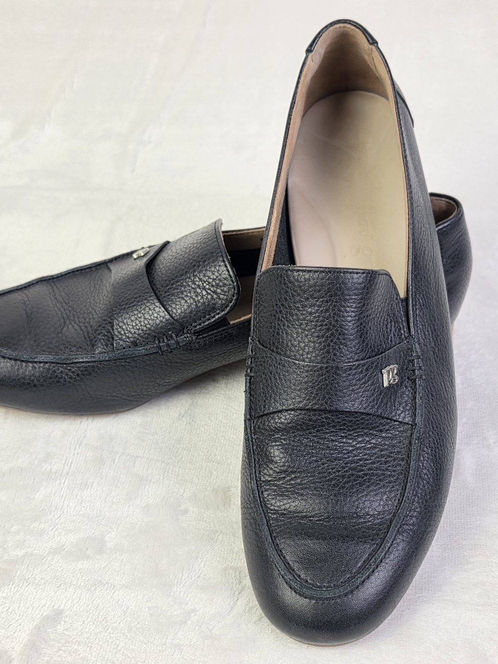 Paul Green Wheaton Loafer Womens US 9.5 Black Pebbled Leather Made in Austria
